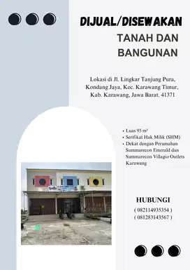 DIJUAL/DISEWAKAN RUKO ( 3 Lantai )