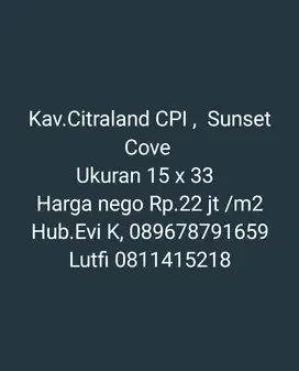 Di Jual Kavling Sunset Cove, CPI Losari, lokasi Premium