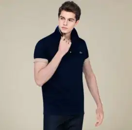 Kaos polo shirt LACOSTE Bold colour navy Size M