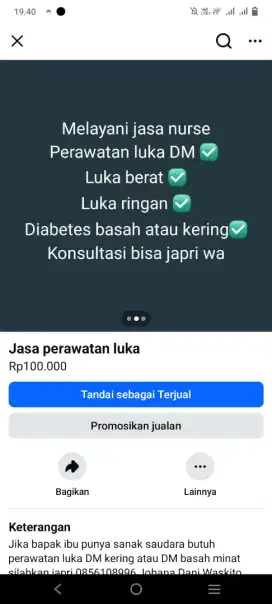 Rawat luka Diabetes atau luka ringan atau besar