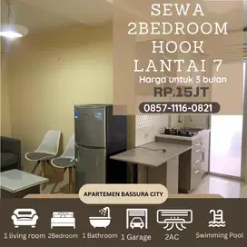 2 kamar hook sewa furnished lantai 7 apartemen bassura city