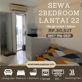 2kamar sewa semi furnish samping mall apartemen bassura city