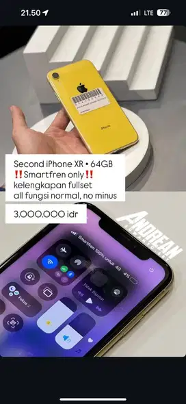 second iphone xr 64gb smartfren only