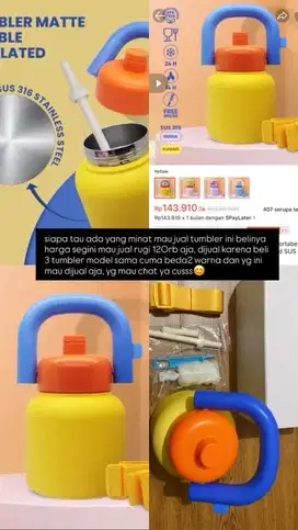 Tumbler SS 316 warna kuning