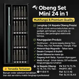 Obeng multifungsi fullset 24in1 cocok untuk teknisi pemula