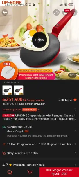 Alat pembuat crepes/kulit risol