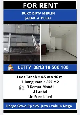Ruko Duta Merlin Jakarta Pusat Rp 125 Juta / tahun Nego