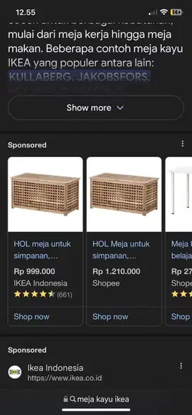 HOL meja ikea kayu