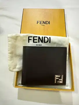 Dompet Fendi FF Squared Genuine Leather Bi-Fold Wallet