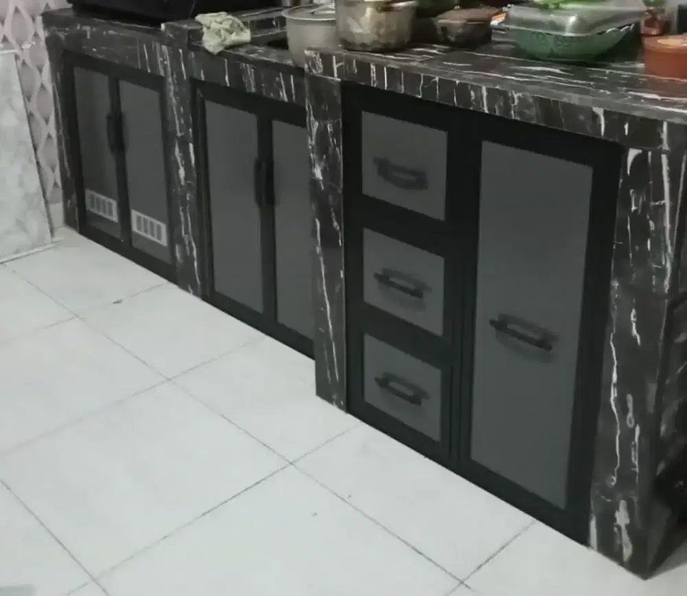 Kitchenset almunium acp composite panel, anti rayap tahan air / Lmp
