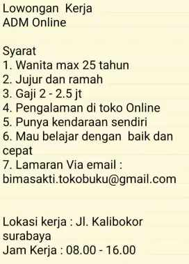 Lowongan Kerja Admin Online