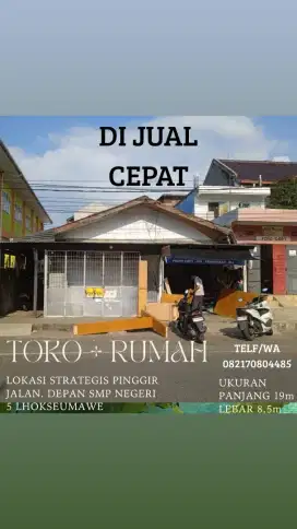 Jual toko + rumah