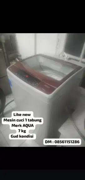 Jual cepat mesin cuci 7kg merk Aqua gud kondisi like new