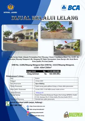 DIJUAL RUMAH MELALUI LELANG WILAYAH JAMBI