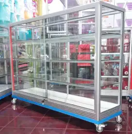 Etalase Pakai RODA BESAR & SIKU BESI Panjang 1,5M Buat Toko dll