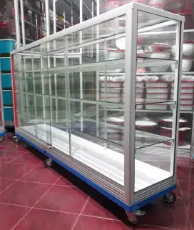 Etalase 2Mx1M Lengkap Pakai Roda & Kunci