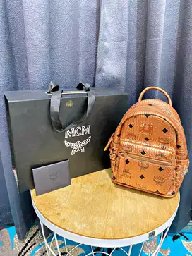 MCM Visetos Mini Rose Gold GHW Backpack Original