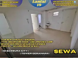 SewaCepat! 3BR HOOK UNFURNISHED Lokasi Super Strategis Di Bassura City