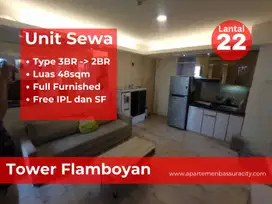 Sewa 2BR ukuran besar ex 3BR apartment Bassura City hook