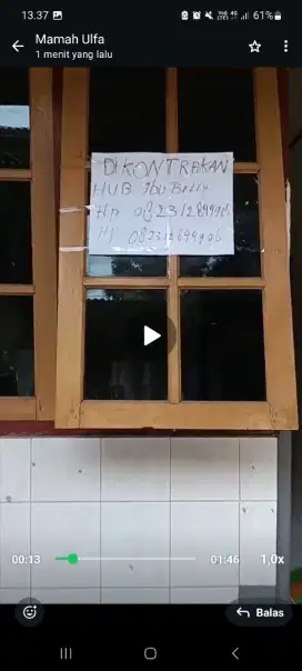 Dikontrakkan perbulan sisa 1 lagi