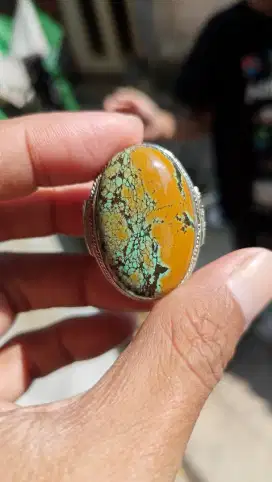 Batu Cincin Akik Permata Natural Turquoise Pirus Hubei Unique