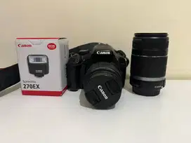 Paket Kamera Canon 550D + Lensa 55-250mm + Flash 270EX | Bisa Pisah