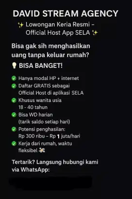 Host live streaming khusus wanita