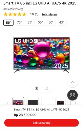 TV LG 86UA7550PSA 4K AI TV 86INCH TAHUN 2025
