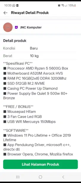 komputer Pc ryzen 5 5600G RX 5600XT