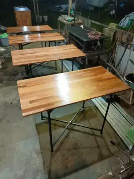 MEJA LIPAT BINTANG AESTHETIC KAKI BESI KAYU KALIMANTAN !