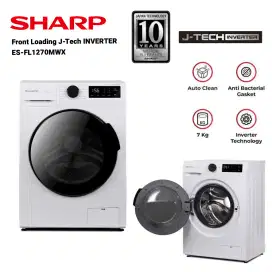 SHARP Mesin Cuci FRONT LOADING J-TECH INVERTER 7 Kg ESFL1270MWX