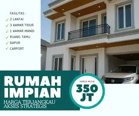 RUMAH 2 LANTAI 3 KAMAR AKSES STRATEGIS DEKAT JALAN UTAMA MULAI 365JT