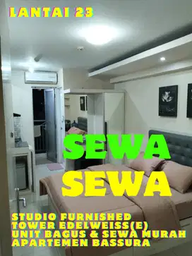 SEWA STUDIO FURNISHED UNIT BAGUS & RAPITOWER E APARTEMEN BASSURA CITY