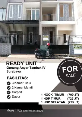 Unit Terbatas, Miliki Hunian 2 Lantai 3KT, 2KM Di Gununganyar Tambak