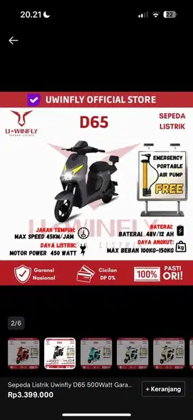 Sepeda Listrik U-Winfly D65