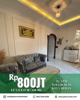 Dijual Rumah 7.5 x 17 Meter Jalan STM Medan SHM