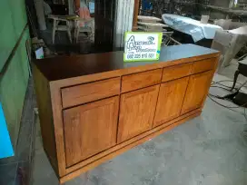 Bufet tv minimalis ready stock siap kirim full kayu jati solid