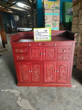 Meja altar motif minimalis full kayu jati