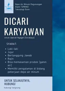 DICARI KARYAWAN LAKI” DAERAH NGAGEL SURABAYA
