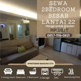 2 kamar besar sewa full furnish 3 AC apartemen bassura city