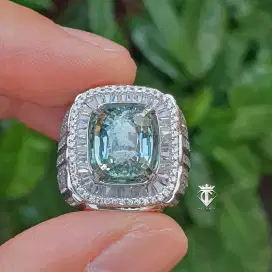 Batu Permata Natural Bluish Green Tourmaline 4.06 Ct GRI Lab Memo