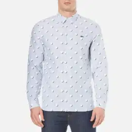 Kemeja long Sleeve Oxford LACOSTE LIVE AOP printed Size M