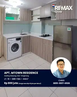 DISEWA APARTEMEN 2BR M TOWN RESIDENCE FULL FURNISHED SIAP HUNI