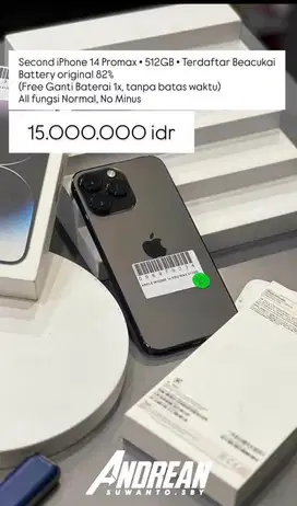 Second Iphone 14 Promax 512 gb bea cukai