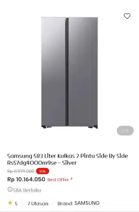 Samsung Reff sxs 583 Liter Rs57dg4000m9se