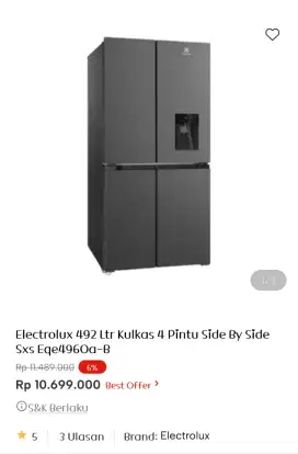 ELECTROLUX REFF SXS 492L EQE4960A-B