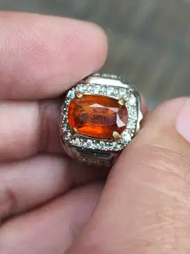 Batu garnet hessonite 4.65 carat ring alpaka memo SKY LAB