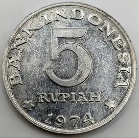 Koin Kuno Rp 5 Tahun 1974 – Asli & Langka, Cocok untuk Koleksi