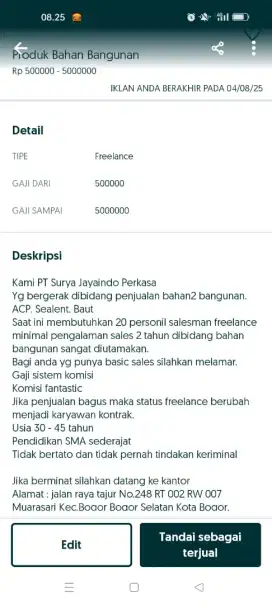 Loker pt jaya indo perkasa