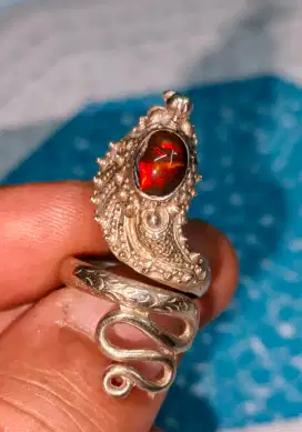 Cincin perak murni motif Ular permata kalimaya banten